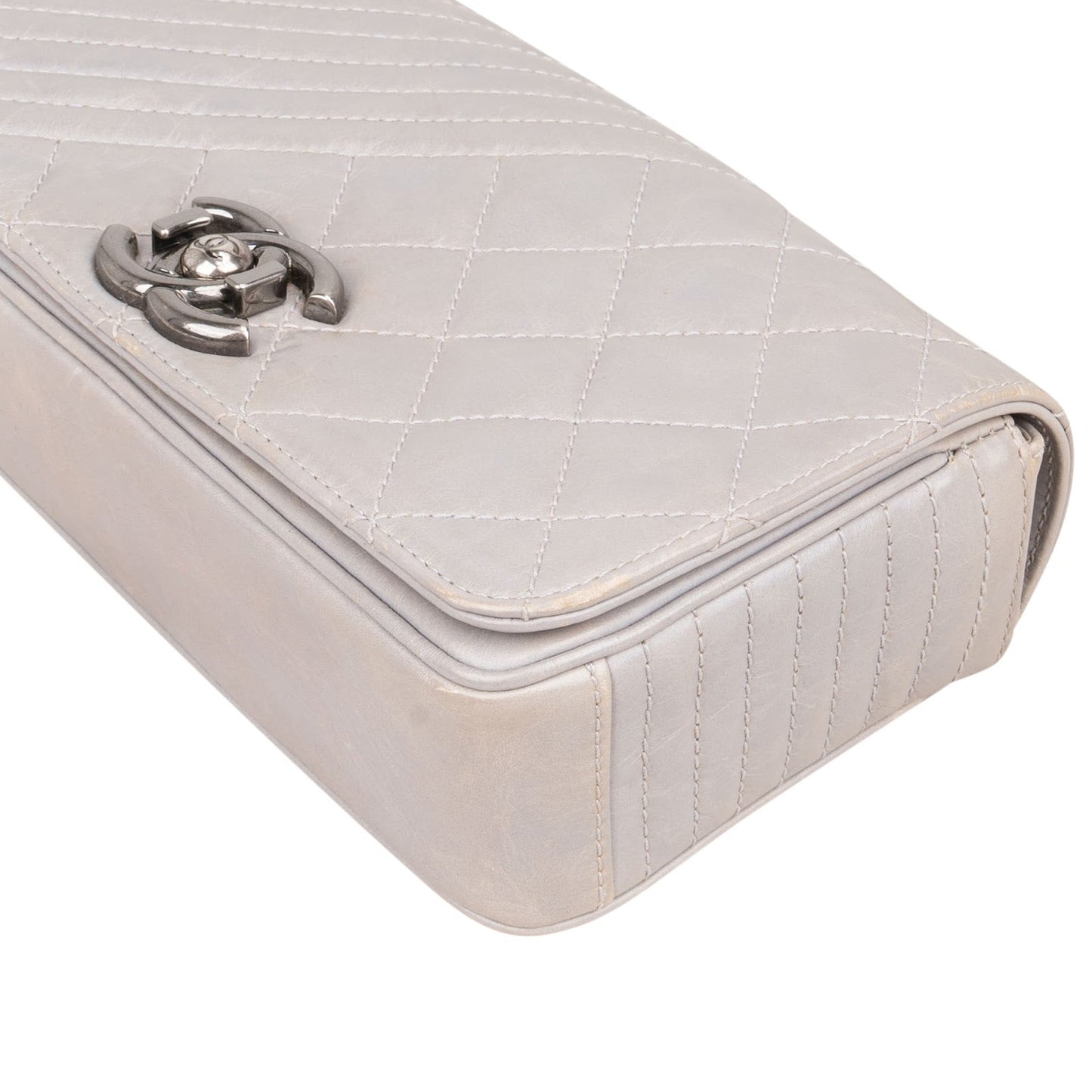 Chanel Aged Quilted Calfskin Coco Boy Single Flap Crossbody Bag