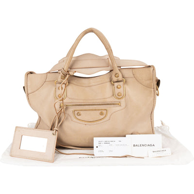 Balenciaga Beige Leather City Handbag