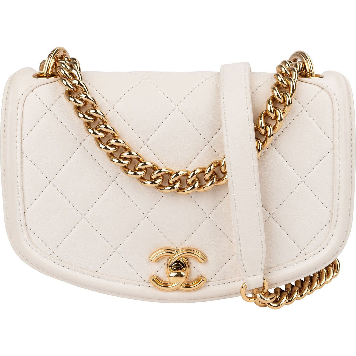Chanel Quilted Calfskin Small Underline Single Flap Crossbody Bag