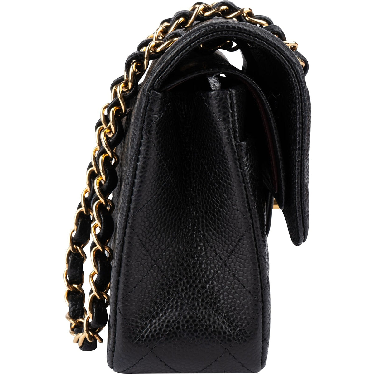 Chanel Quilted Caviar Leather Gold Small Double Flap Shoulder Bag