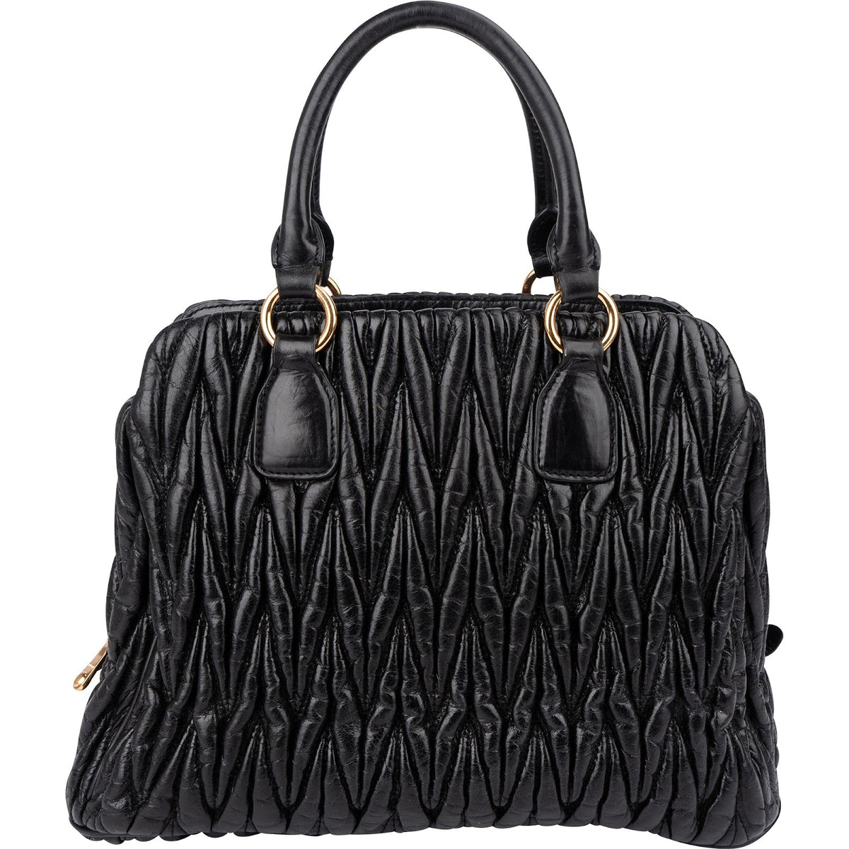 Miu Miu Black Matelassé Nappa Leather Top-Handle Handbag