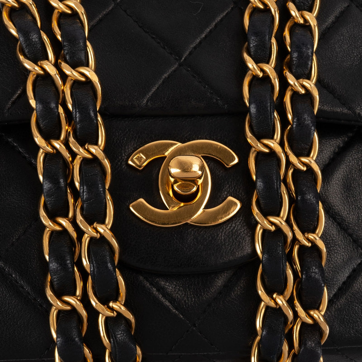 Chanel Quilted Lambskin 24K Gold Small Double Flap Shoulder Bag