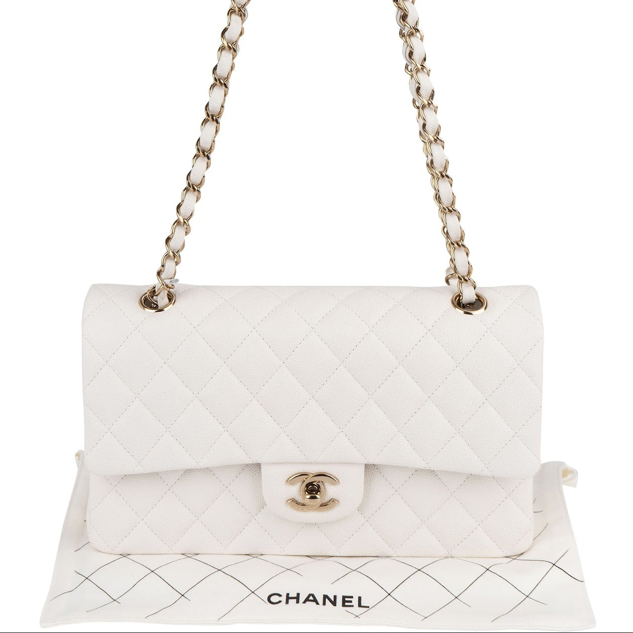 Chanel Quilted Caviar Leather Medium Double Flap Shoulder Bag