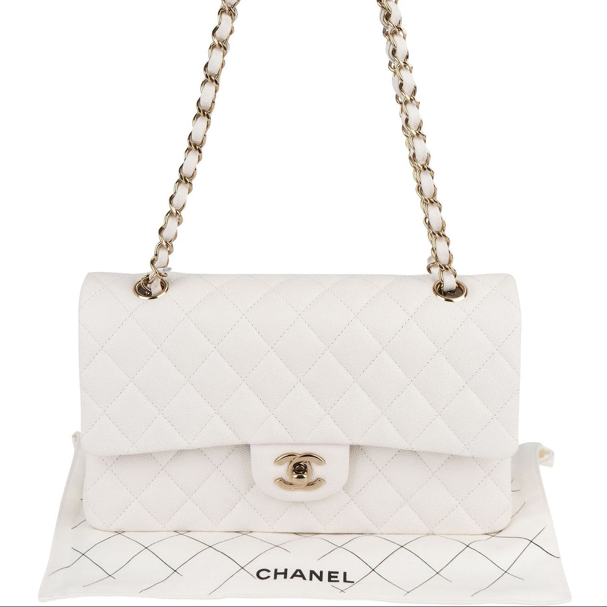 Chanel Quilted Caviar Leather Medium Double Flap Shoulder Bag
