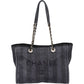 Chanel Bleu Tweed Deauville Tote Shoulder Bag