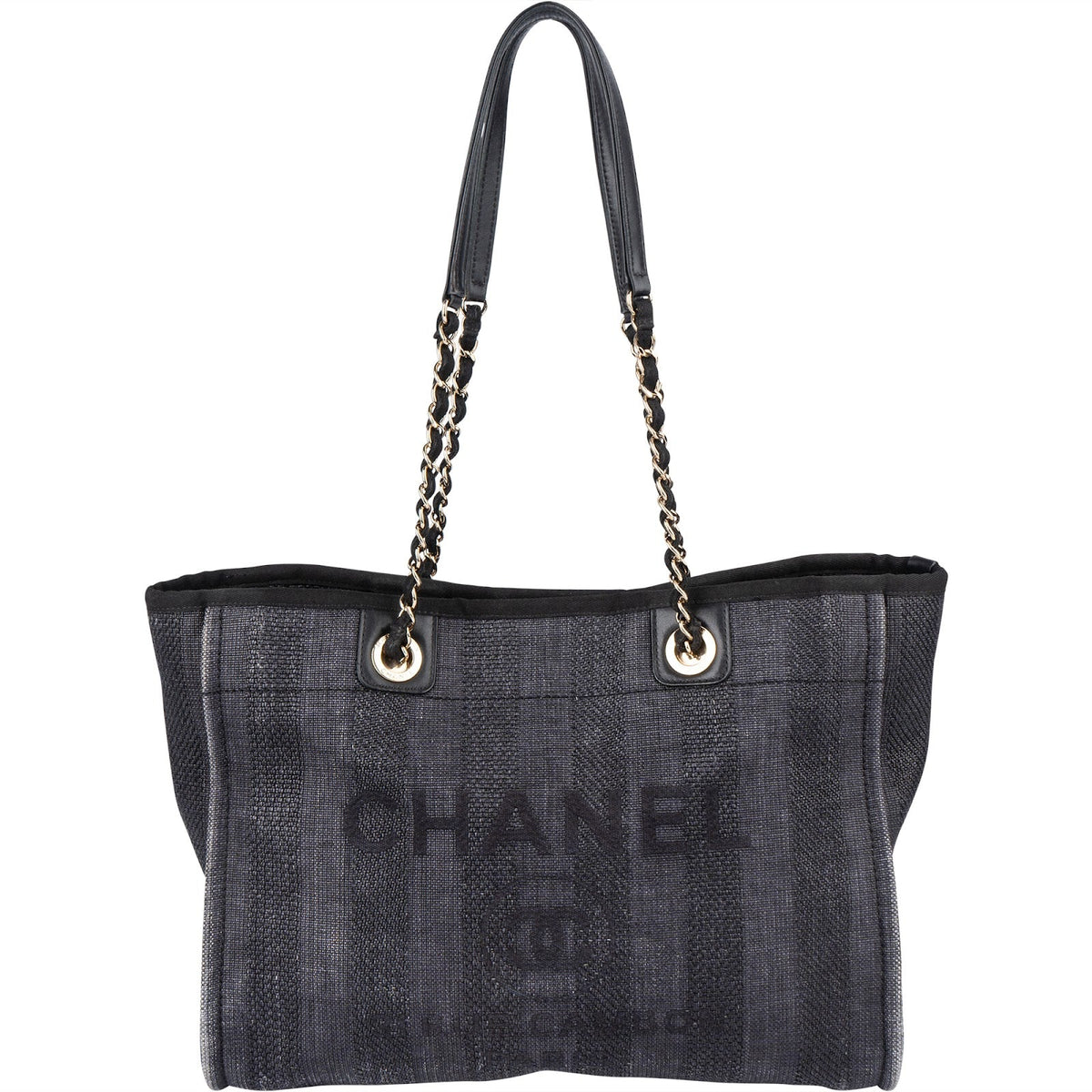Chanel Bleu Tweed Deauville Tote Shoulder Bag