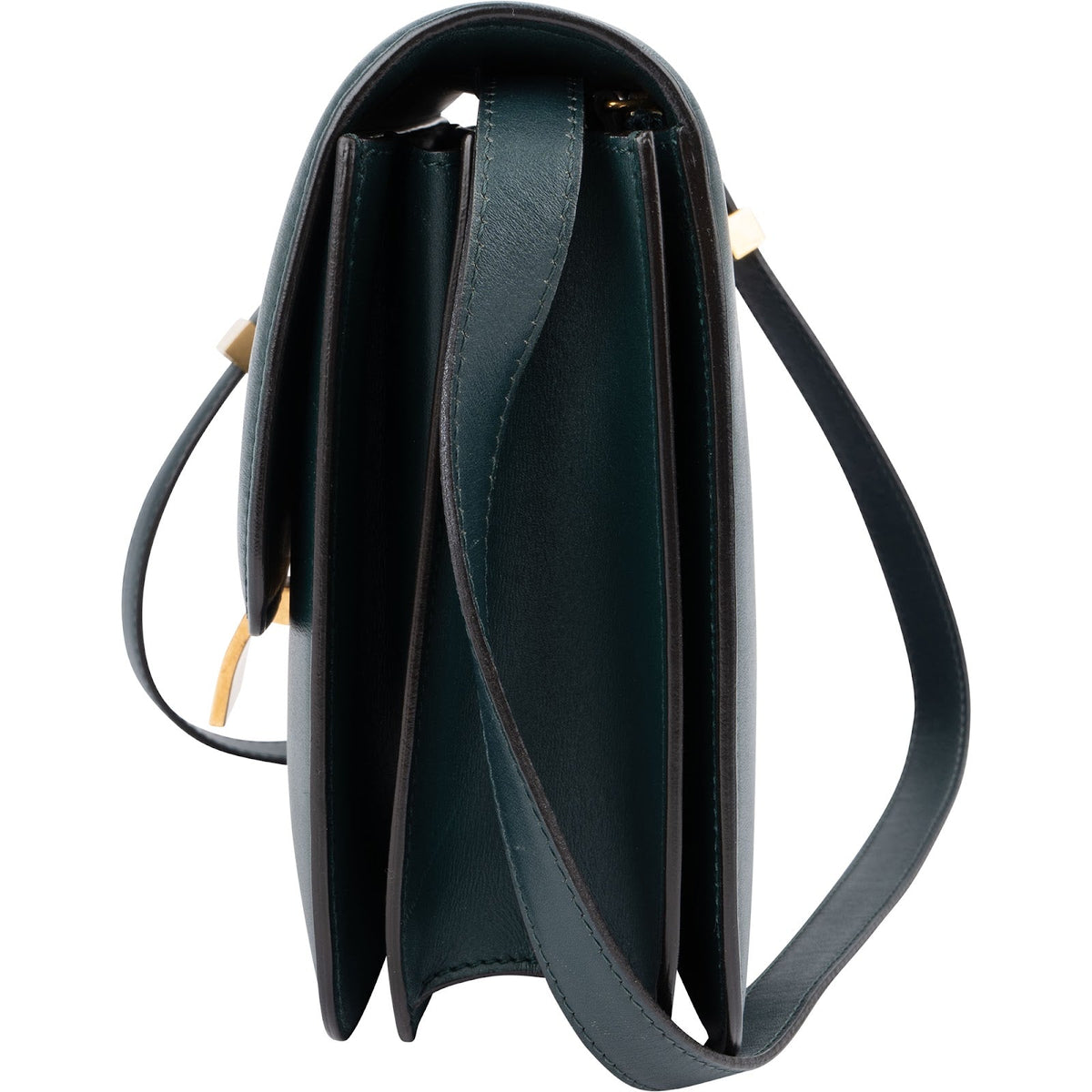 Celine Classic Box Medium aus dunkelgrünem Box-Kalbsleder – Ansicht 4
