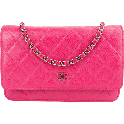 Chanel Quilted Caviar Leather Wallet on Chain Crossbody Bag