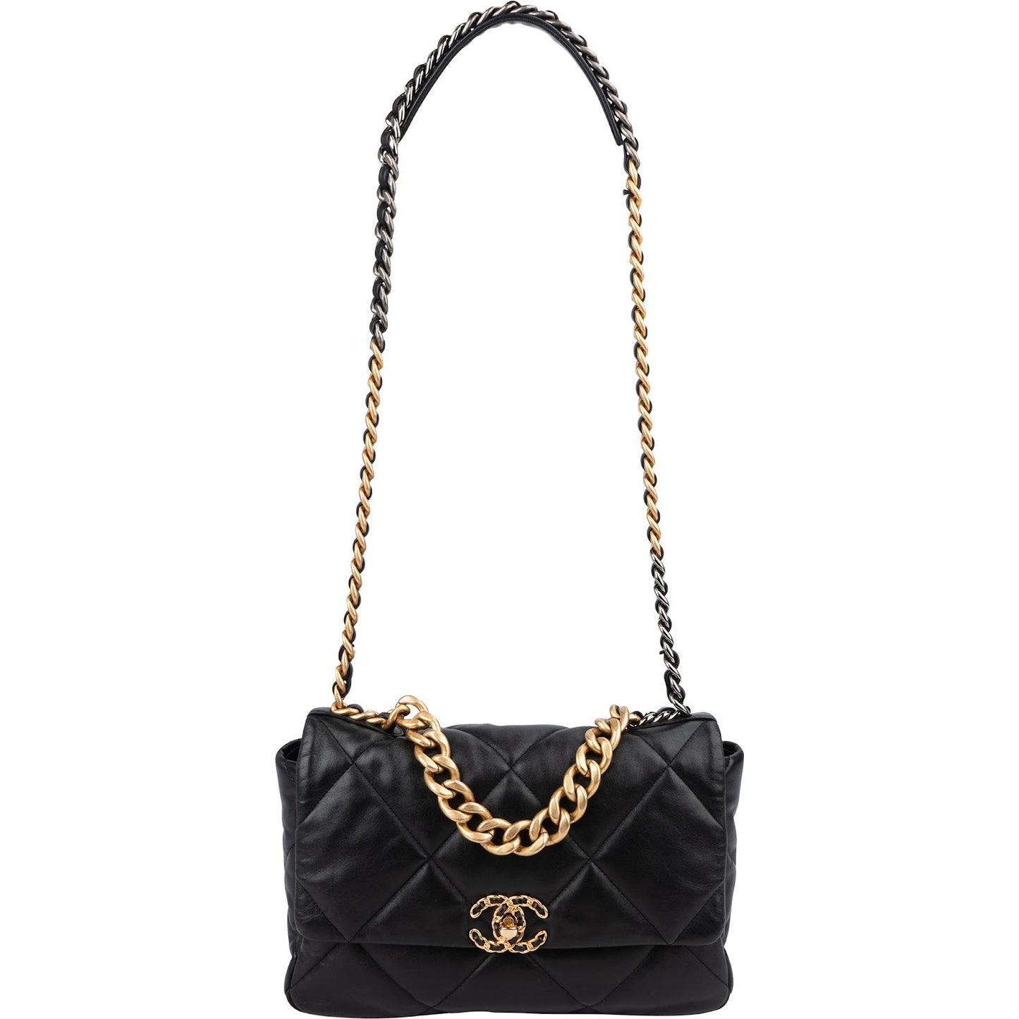 Chanel 19 Quilted Lambskin Leather Jumbo Single Flap Crossbody Bag
