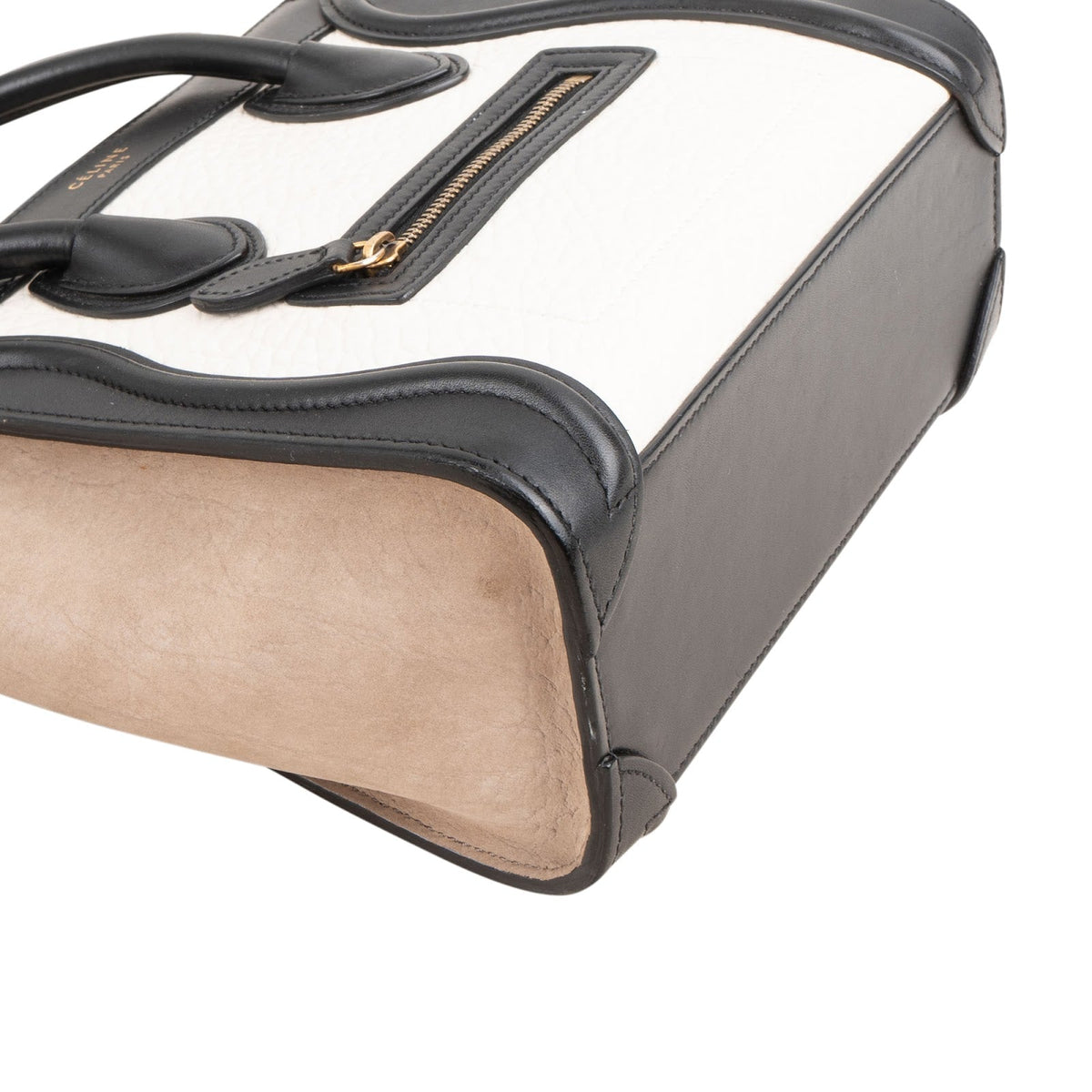 Céline Tricolor Grained Suede & Leather Nano Luggage Handbag
