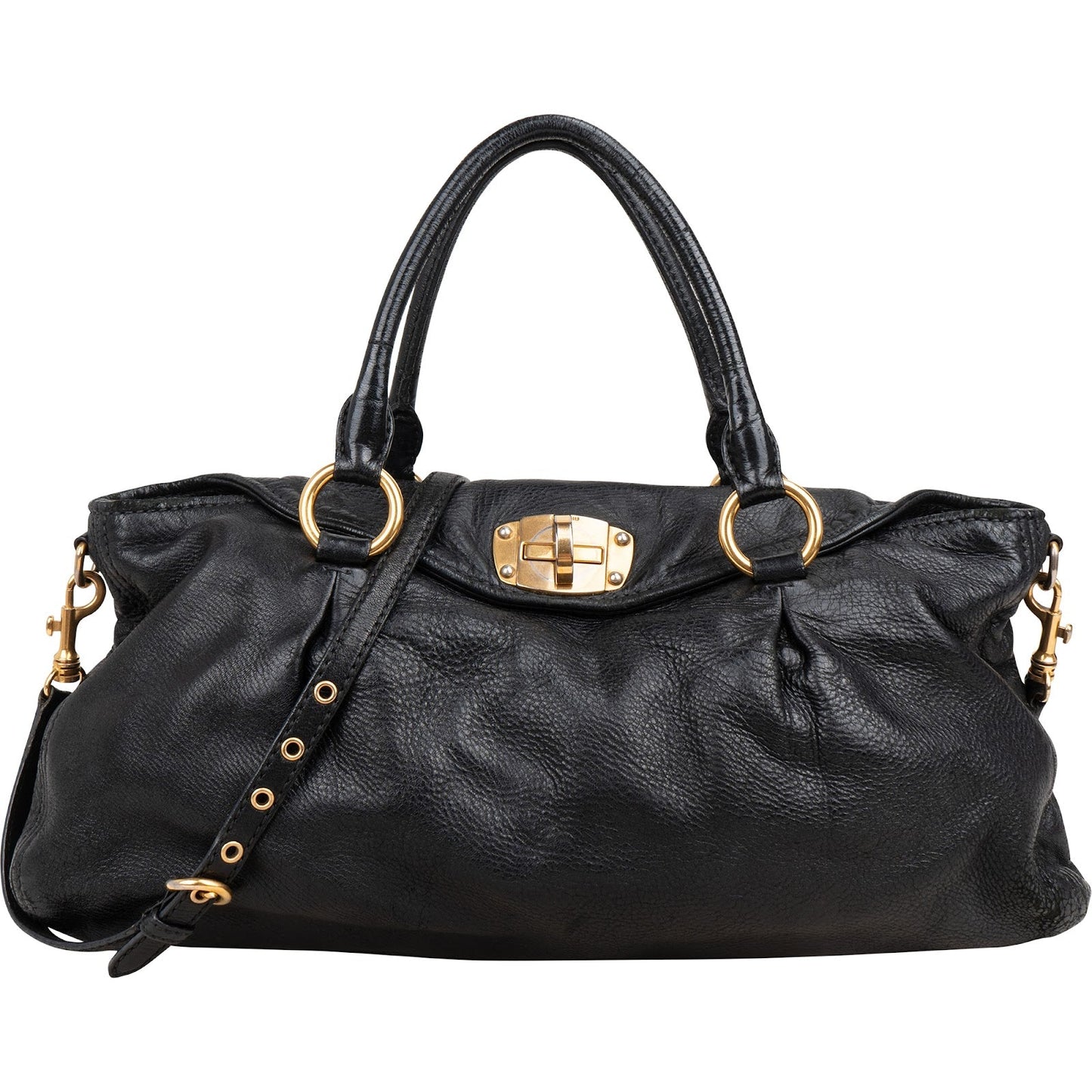 Miu Miu Vitelo Daino Turnlock Coffer Satchel Handbag
