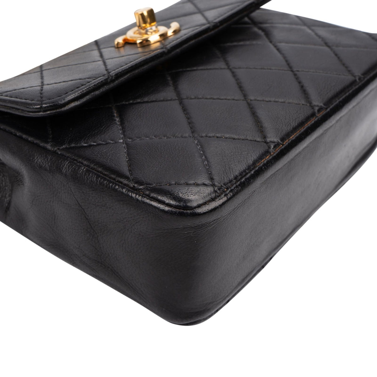 Chanel Quilted Lambskin 24K Gold Mini Square Single Flap Crossbody Bag