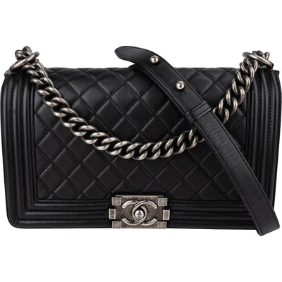 Chanel Quilted Lambskin Medium Boy Single Flap Crossbody Bag