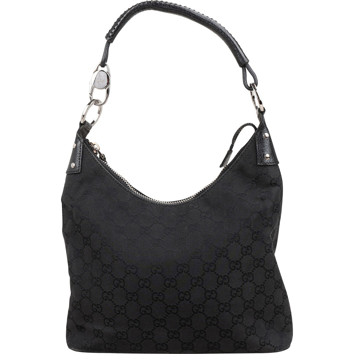 Gucci Monogram GG Canvas Ring Woven Handle Shoulder Bag