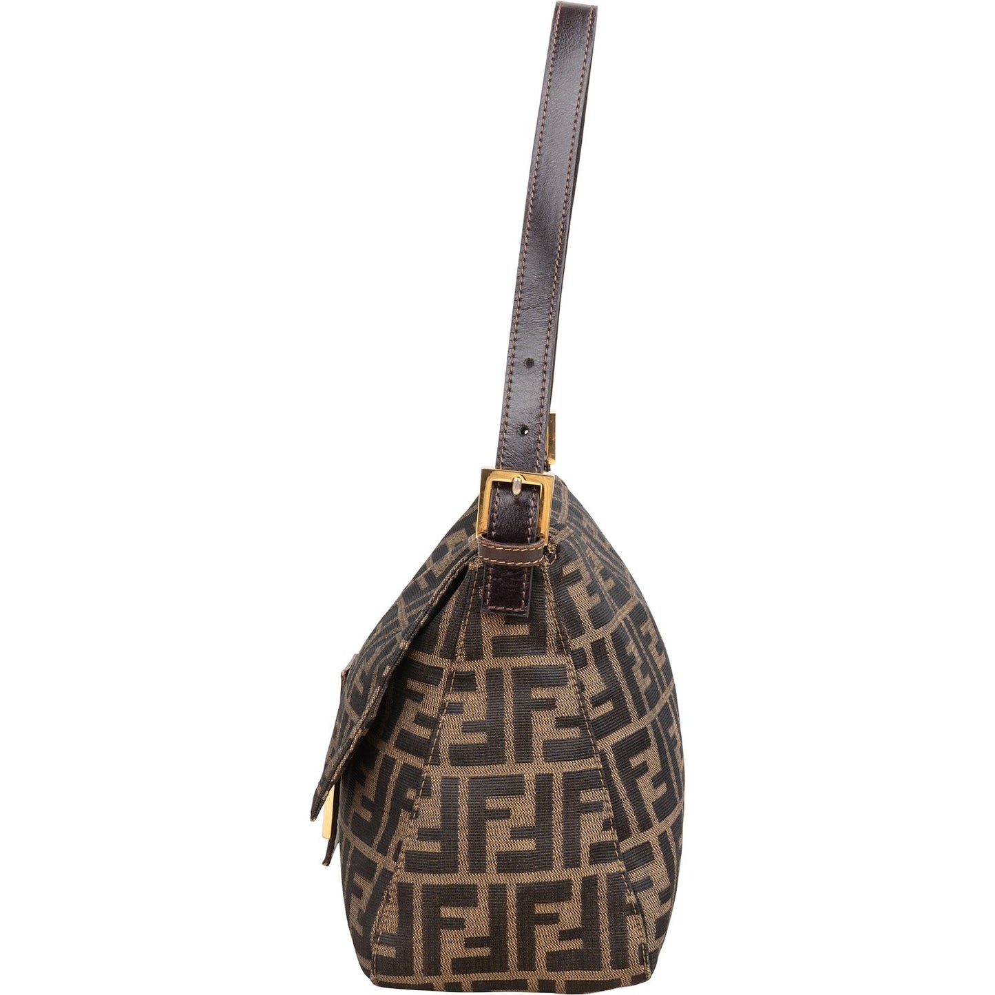 Fendi Monogram FF Zucca Canvas Baguette Mamma Hobo Shoulder Bag