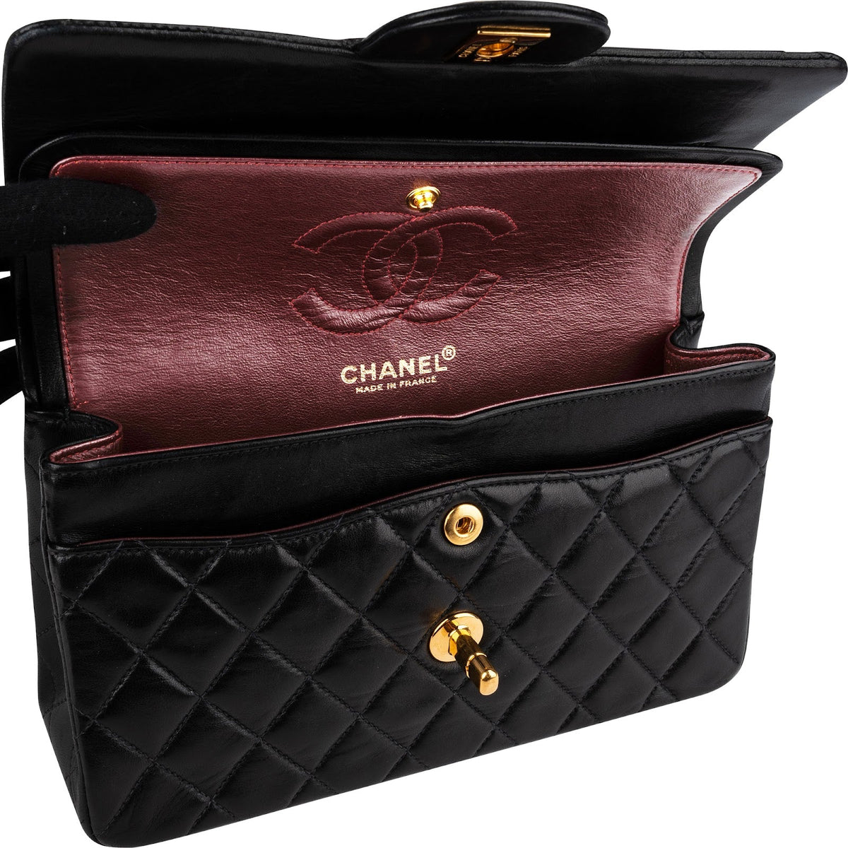 Chanel Quilted Lambskin 24K Gold Small Double Flap Shoulder Bag
