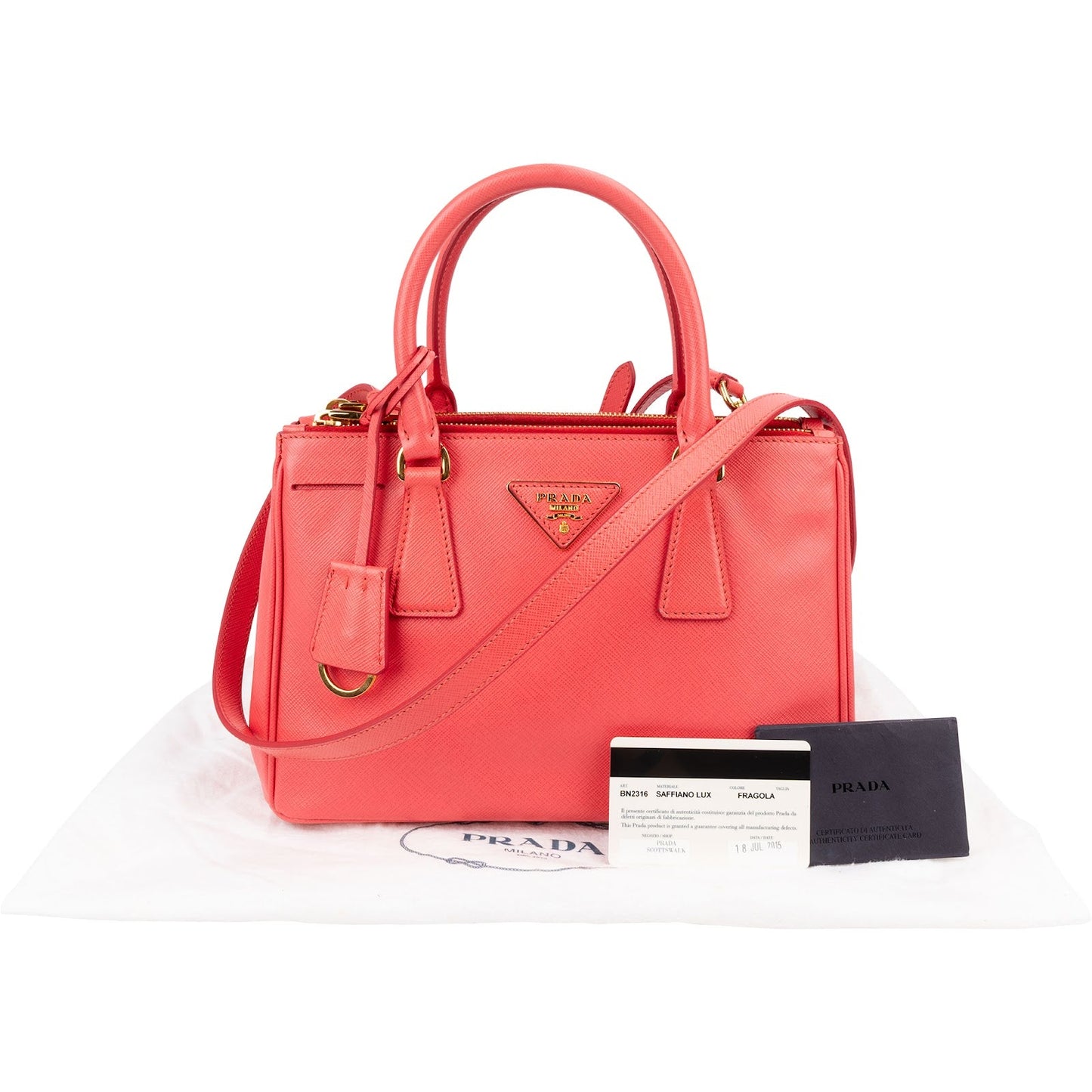 Prada Pink Saffiano Leather Small Galleria Handbag