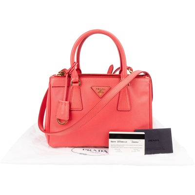 Prada Pink Saffiano Leather Small Galleria Handbag