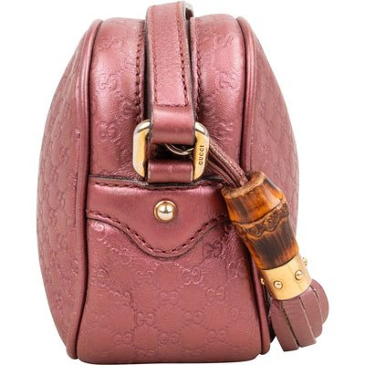 Gucci Microguccissima Metallic Leather Bamboo Tassel Camera Crossbody Bag