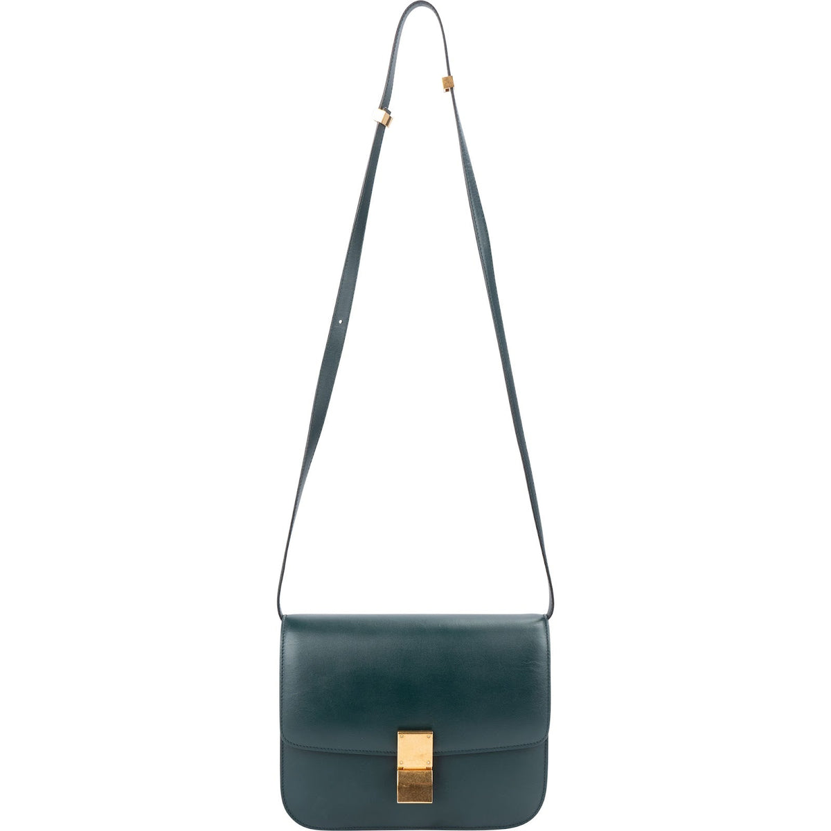 Celine Classic Box Medium aus dunkelgrünem Box-Kalbsleder – Ansicht 7
