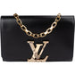 Louis Vuitton Noir Boxcalf Python Leather LV Louise GM Crossbody Bag