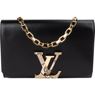 Louis Vuitton Noir Boxcalf Python Leather LV Louise GM Crossbody Bag