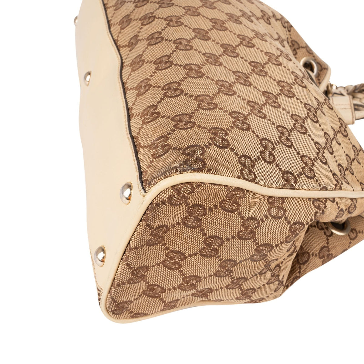 Gucci Monogram GG Canvas Bamboo Tassel Tote Shoulder Bag