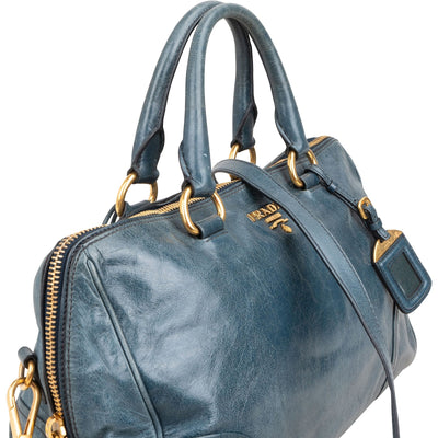 Prada Vitello Lux Leather Bauletto Handbag