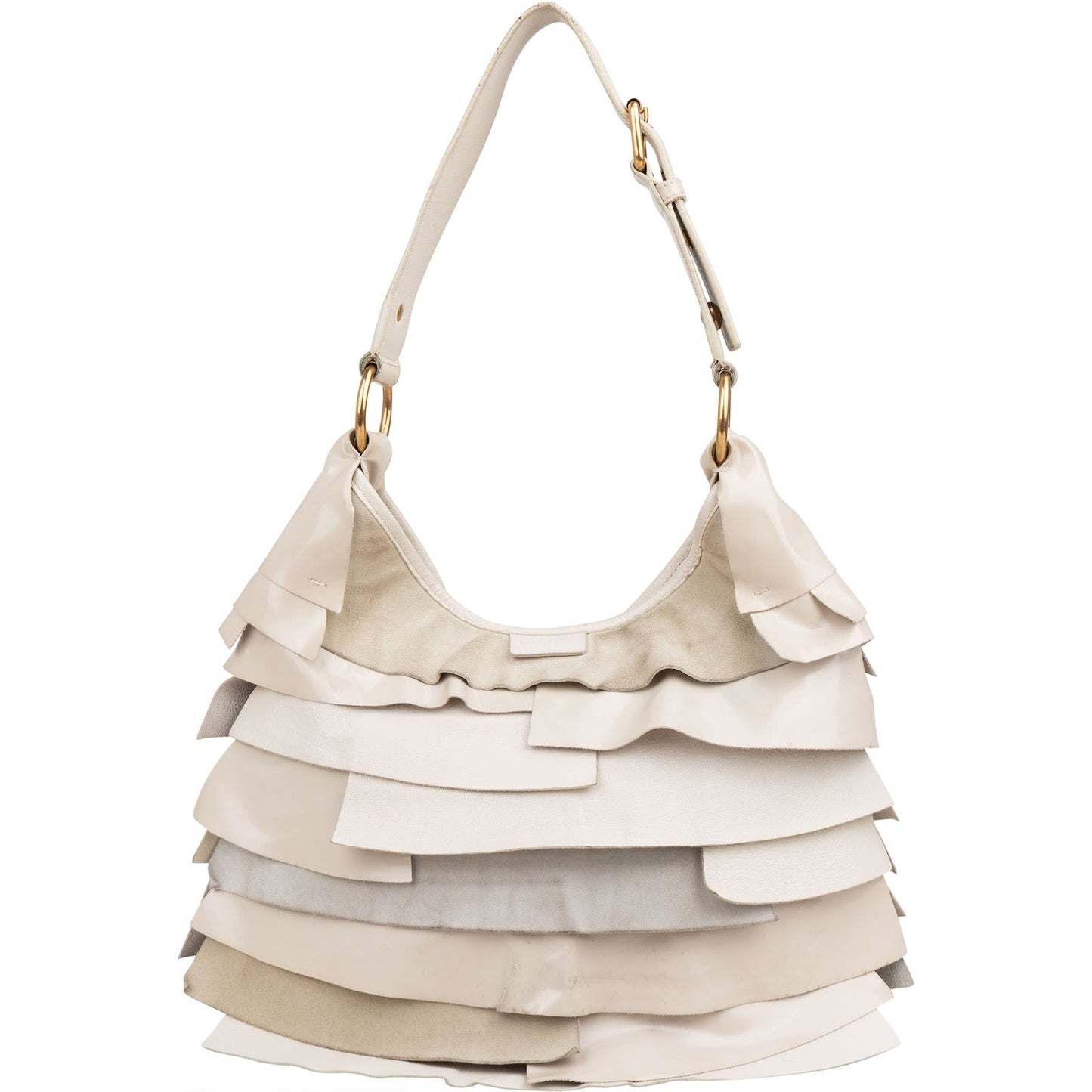 Yves Saint Laurent Suede Leather Rive Gauche Ruffled Hobo Mombasa Shoulder Bag