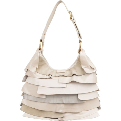 Yves Saint Laurent Suede Leather Rive Gauche Ruffled Hobo Mombasa Shoulder Bag