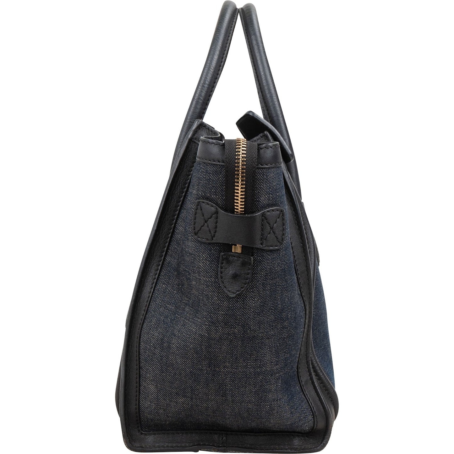 Céline Denim & Leather Luggage Tote Handbag