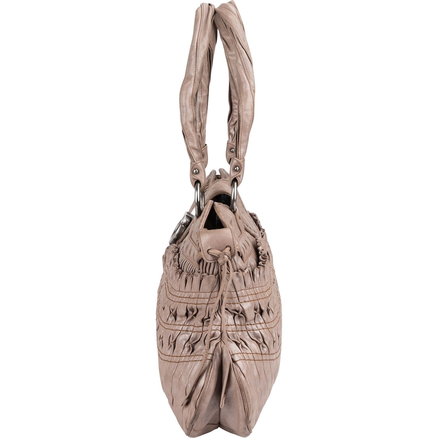 Salvatore Ferragamo Pleated Leather Gancini Flap Bag Handbag