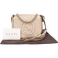 Gucci Soho Mini Saddle aus genarbtem Metallic-Leder – Ansicht 2