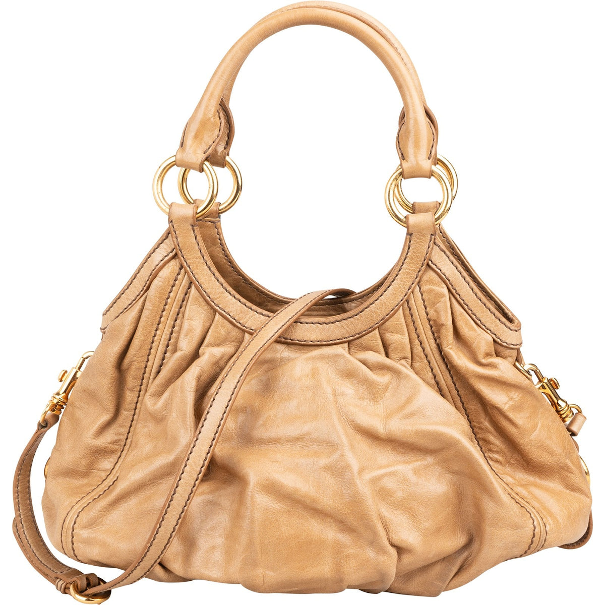Miu Miu Hobo aus beigem Vitello-Lux-Leder – Ansicht 5