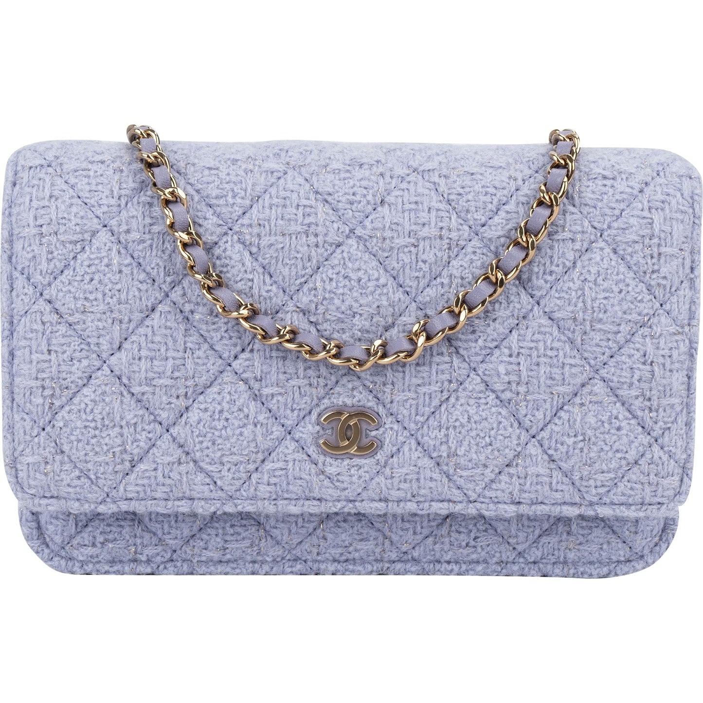 Chanel Quilted Tweed Wallet on Chain Crossbody Bag