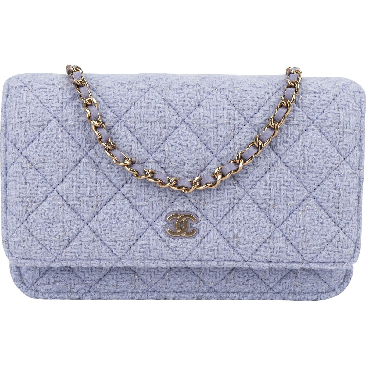 Chanel Quilted Tweed Wallet on Chain Crossbody Bag