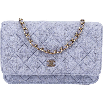Chanel Quilted Tweed Wallet on Chain Crossbody Bag