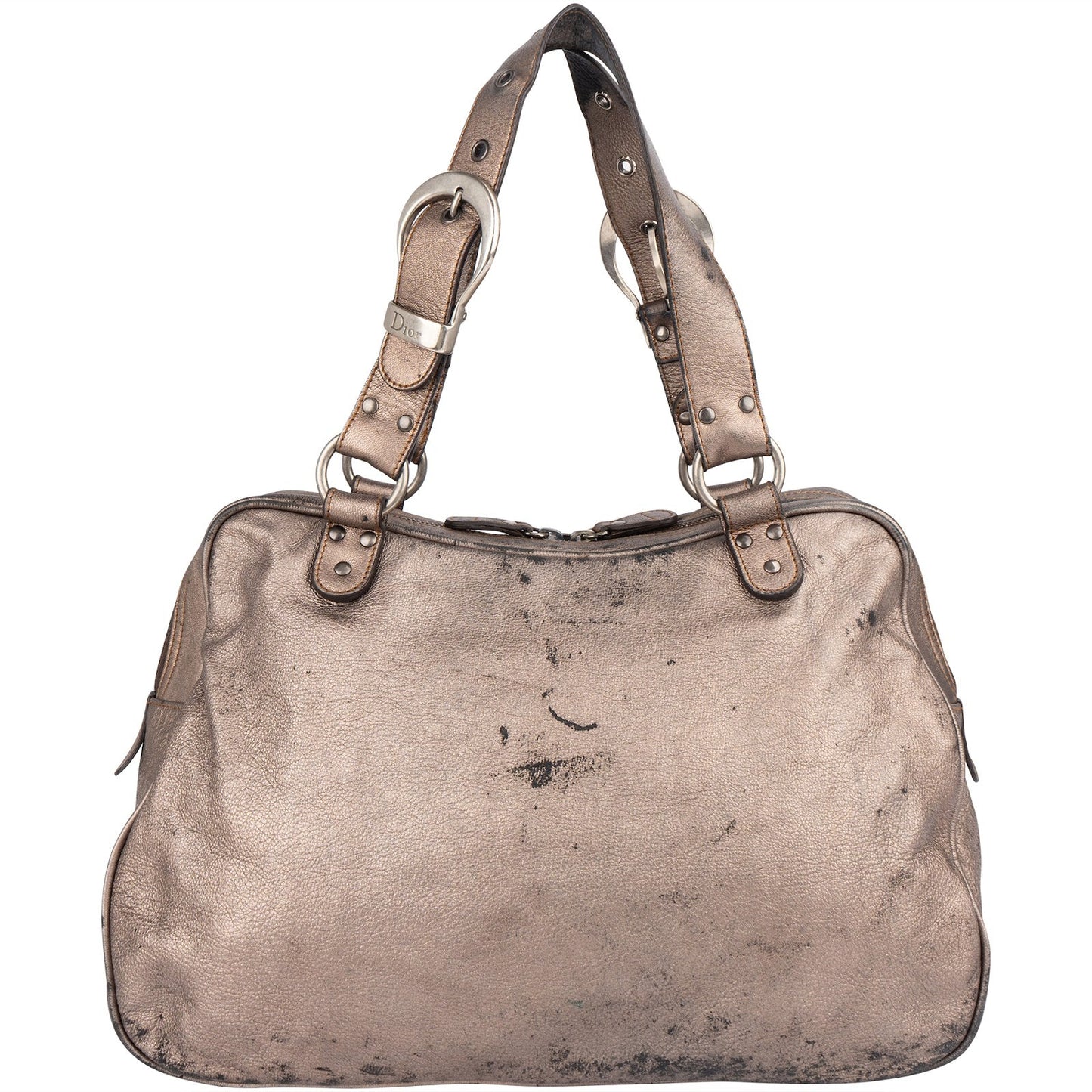 Christian Dior Metallic Leather Gaucho Saddle Handbag
