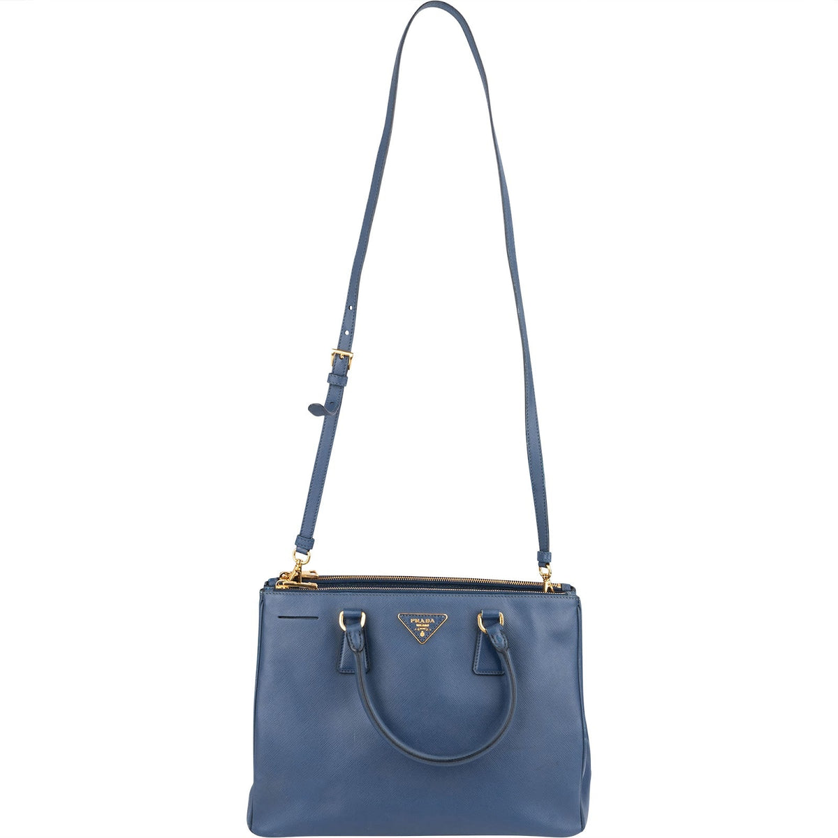 Prada Blue Saffiano Leather Galleria Handbag