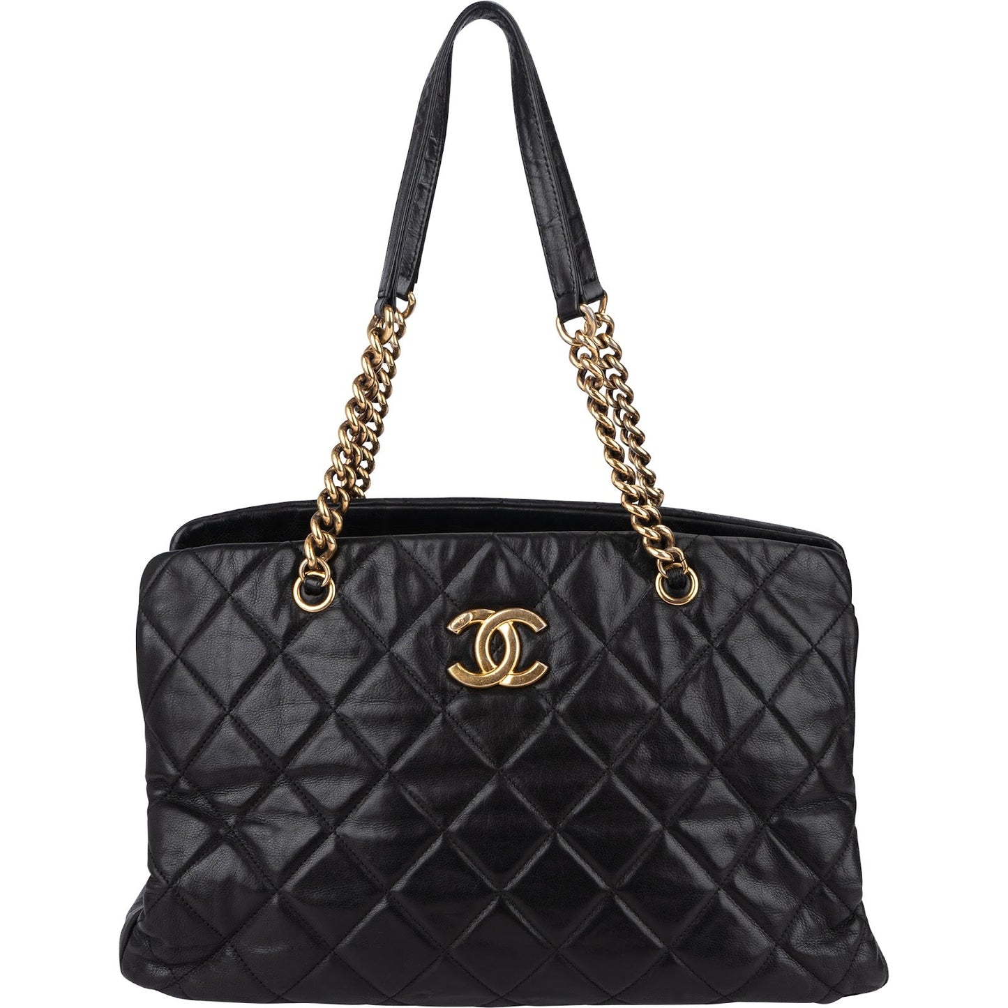 Chanel Quilted Lambskin CC Crown Tote Shoulder Bag