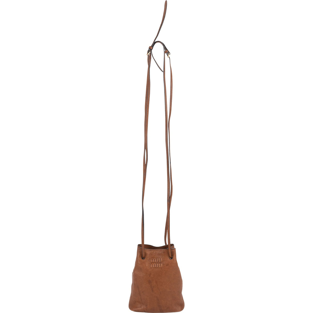 Miu Miu Calfskin Leather Mini Drawstring Bucket Crossbody Bag