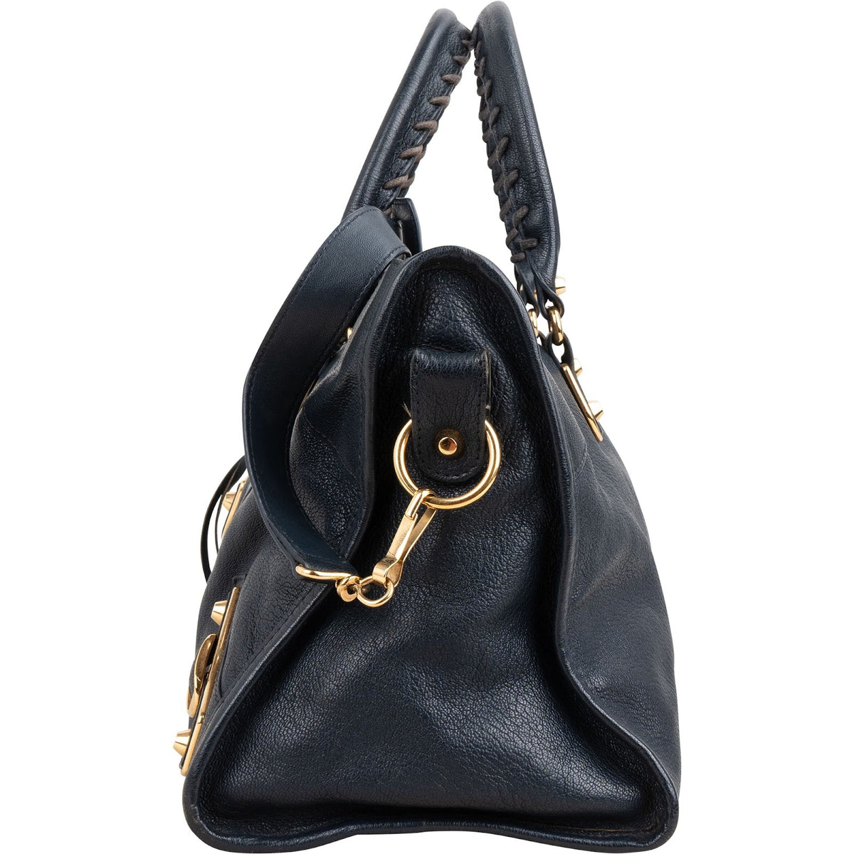 Balenciaga Navy Calfskin Leather Giant City Handbag