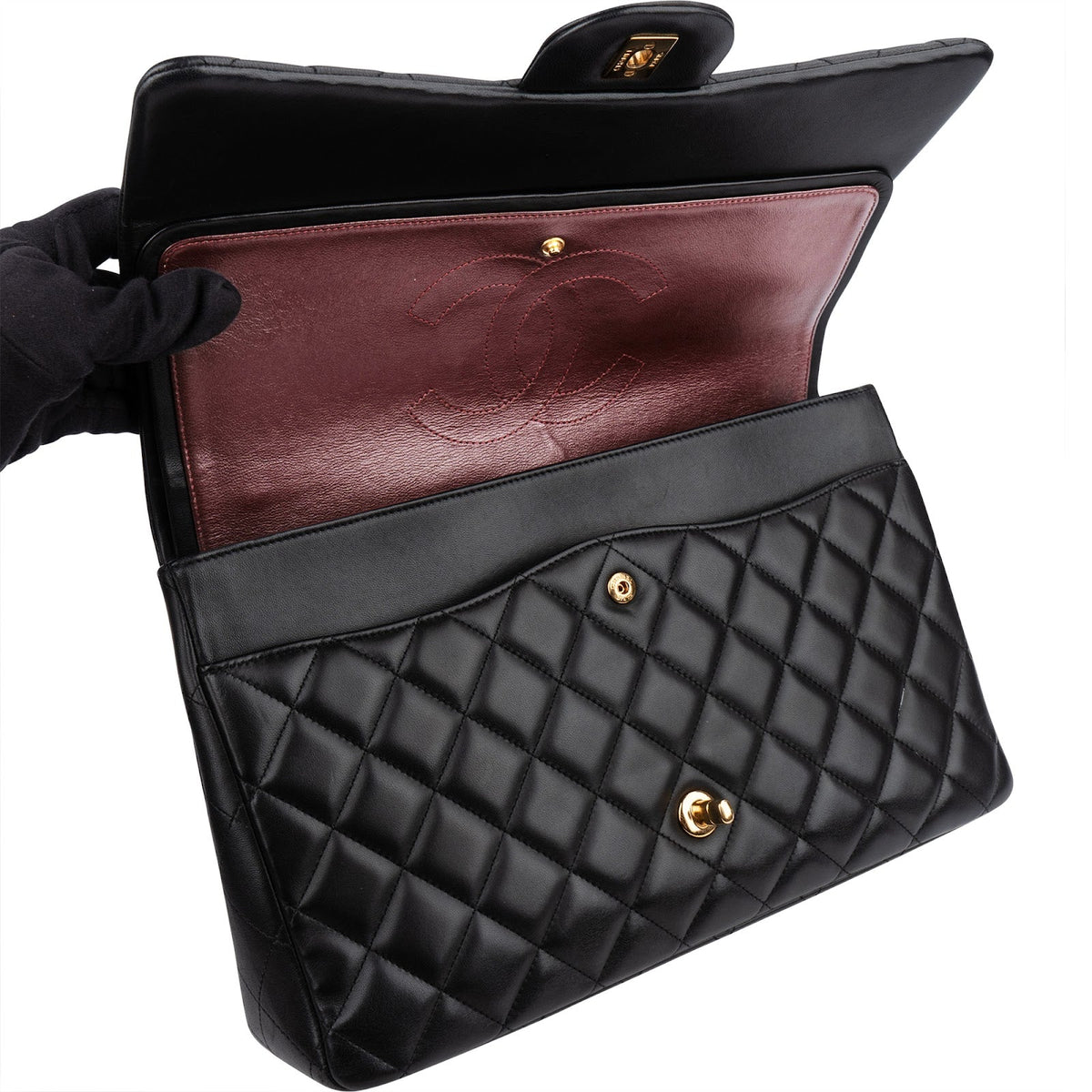 Chanel Quilted Lambskin Maxi Double Flap Crossbody Bag