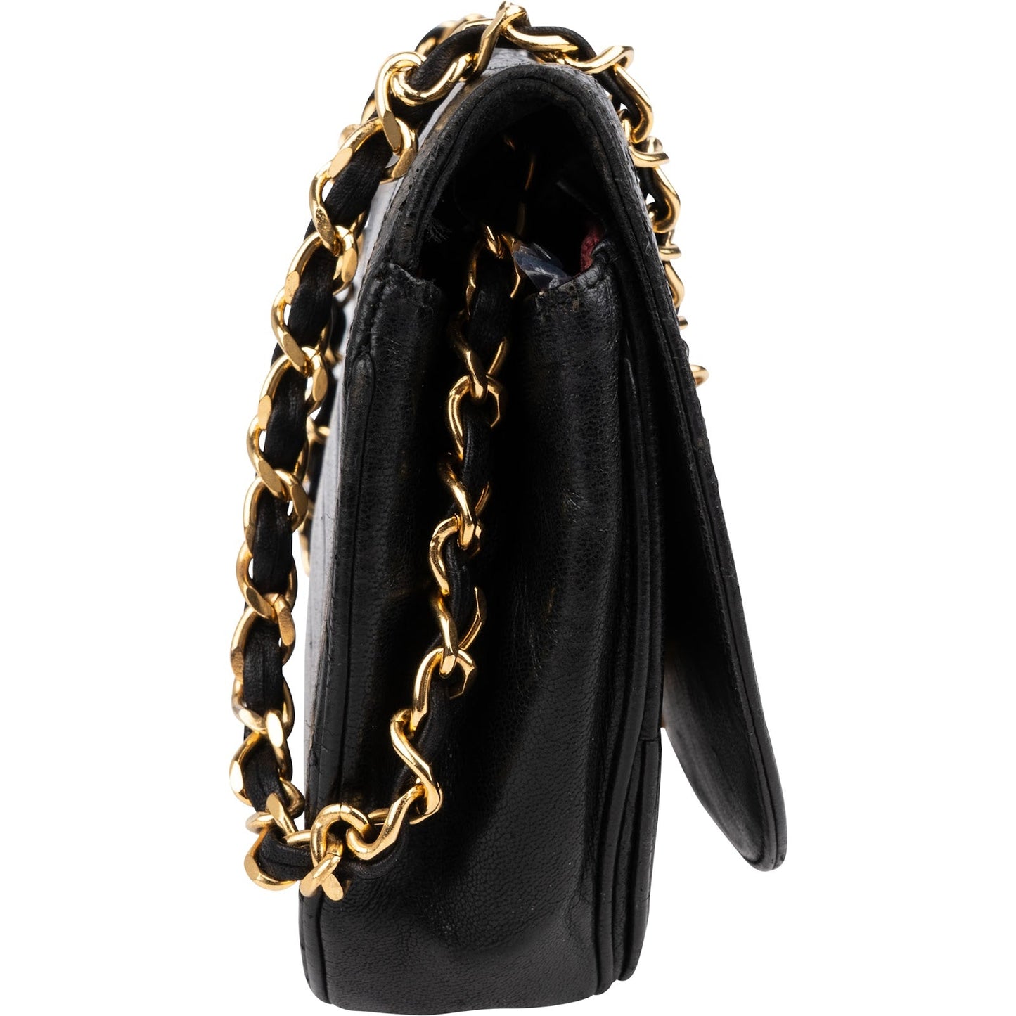 Chanel Quilted Lambskin Half Moon 24K Gold Single Flap Shoulder Bag