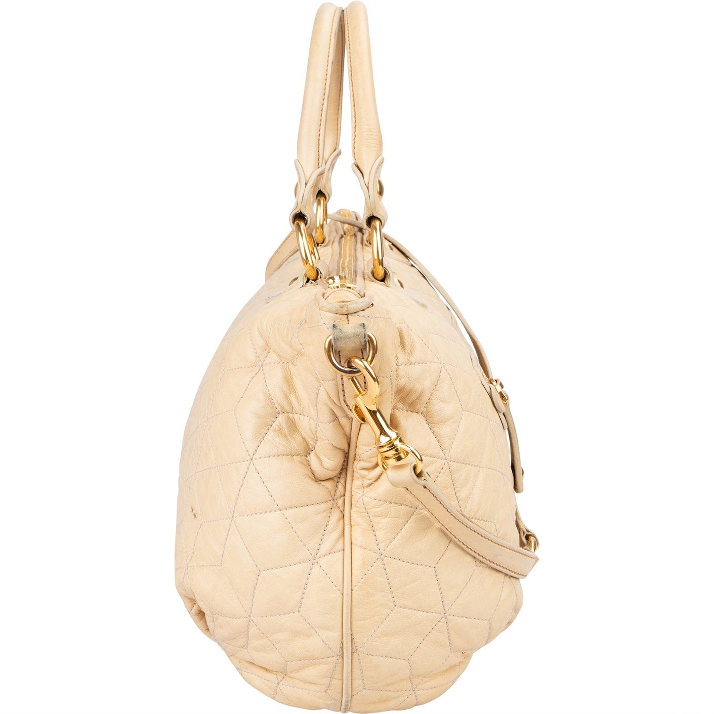 Miu Miu Quilted Leather Bowler Handbag