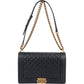 Chanel Quilted Navy Caviar Leather Large Boy Single Flap Crossbody Bag