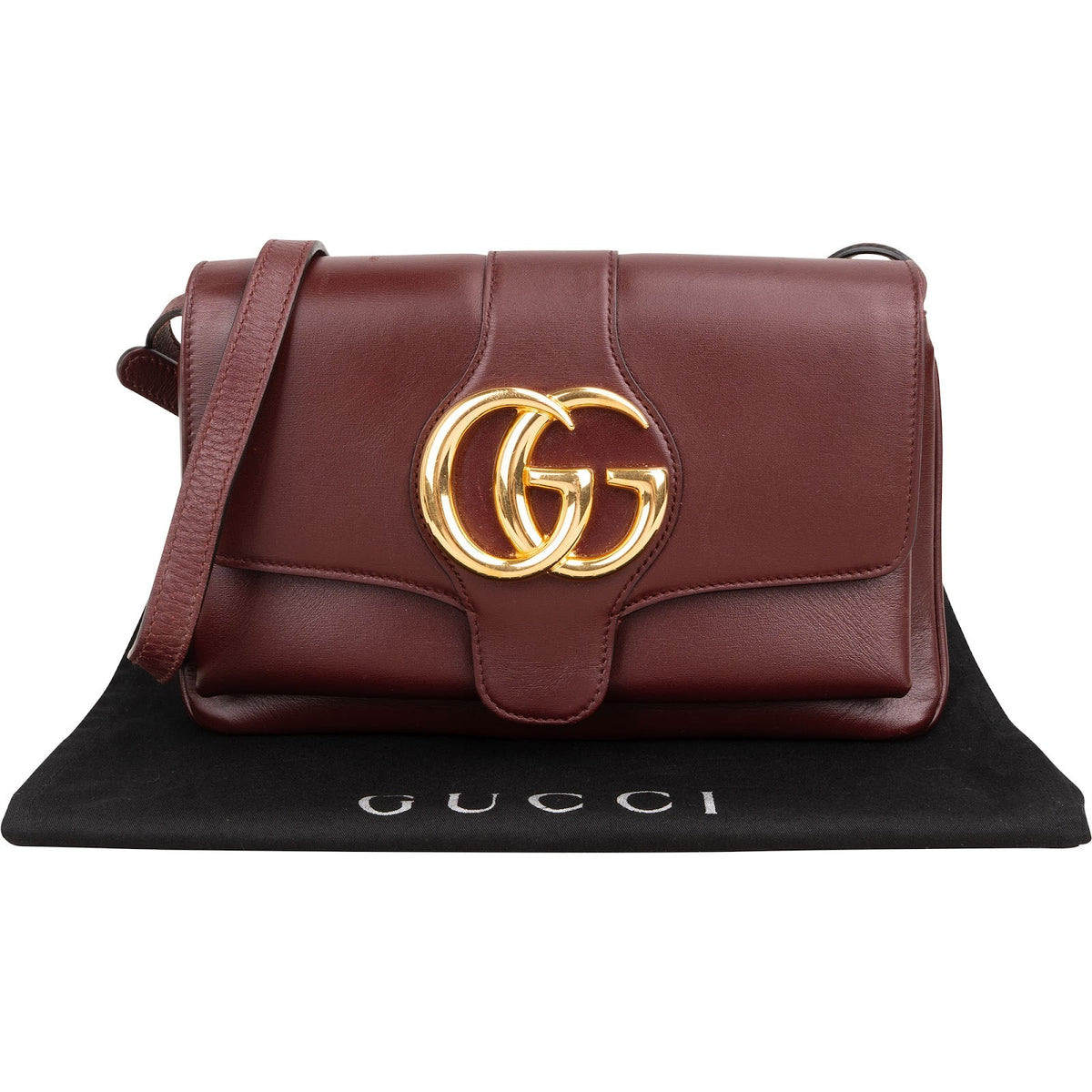 Gucci Bordeaux Leather GG Arli Small Crossbody Bag
