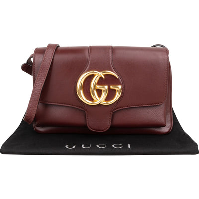 Gucci Bordeaux Leather GG Arli Small Crossbody Bag