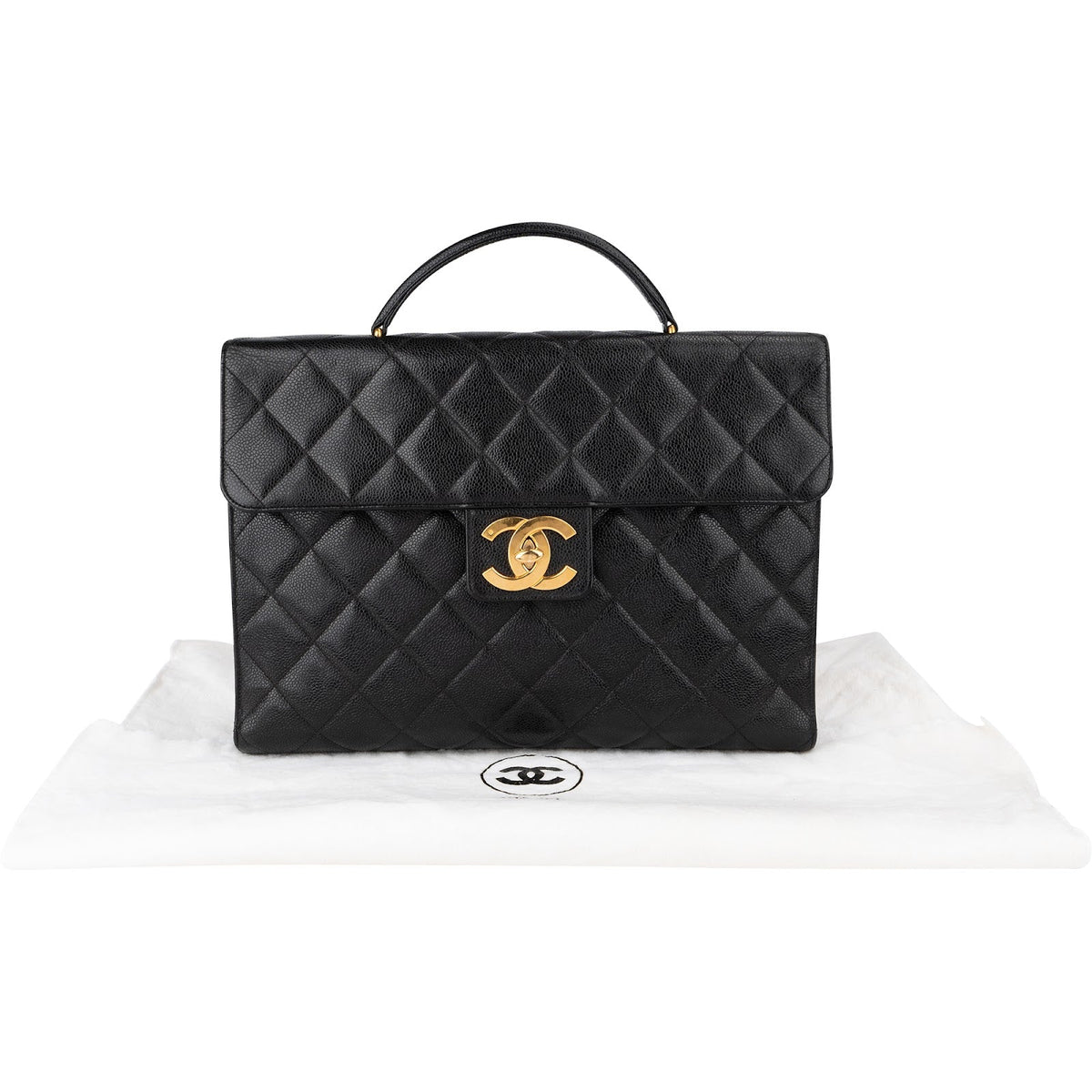 Chanel Quilted Caviar Leather 24K Top Handle Briefcase Handbag
