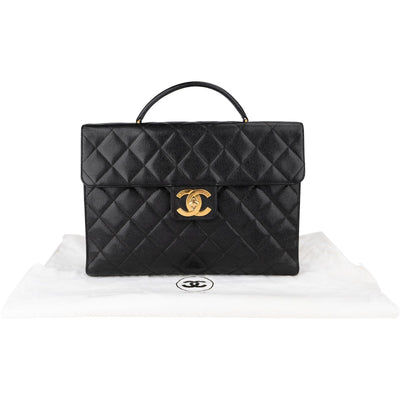 Chanel Quilted Caviar Leather 24K Top Handle Briefcase Handbag